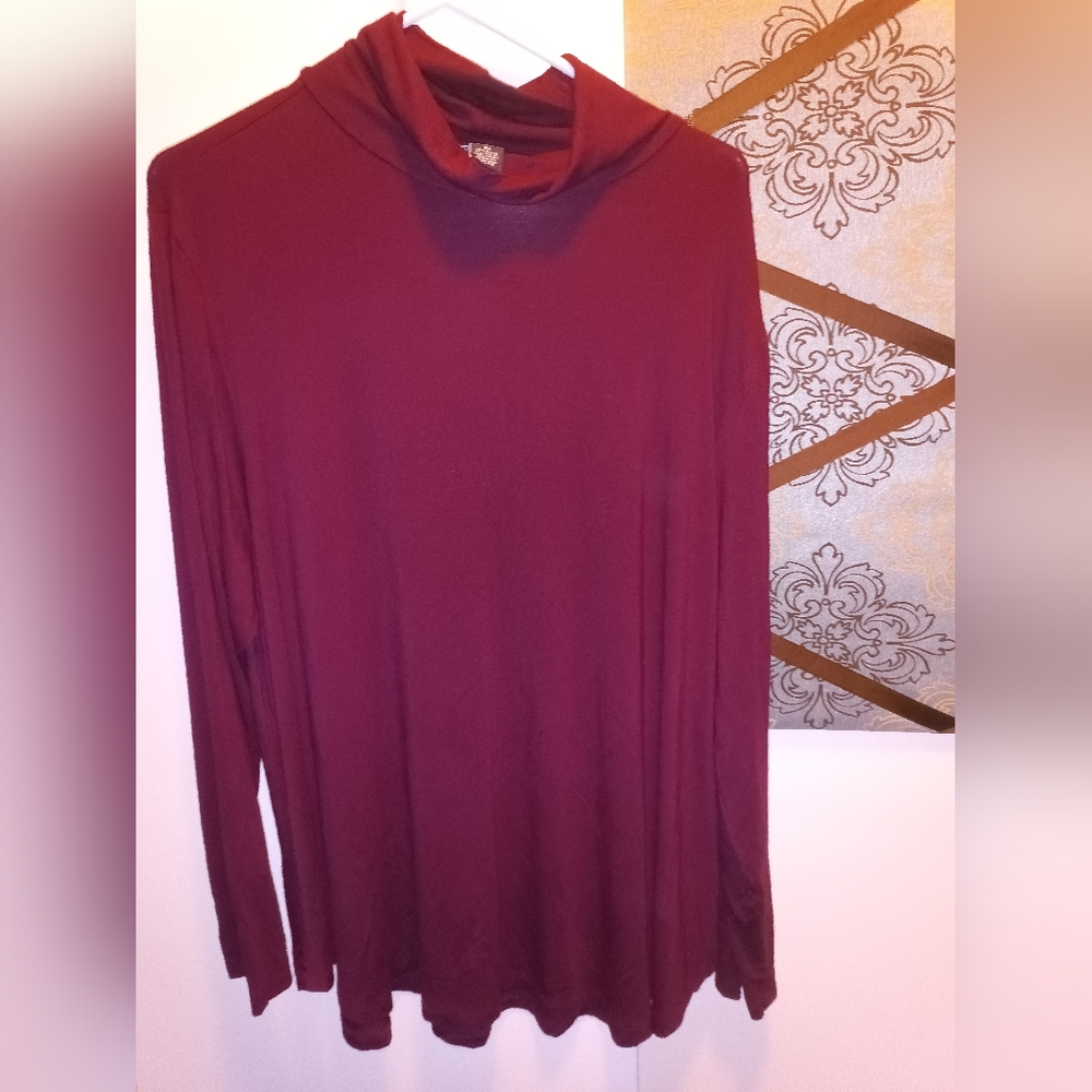 3X Joan Vass burgundy turtleneck